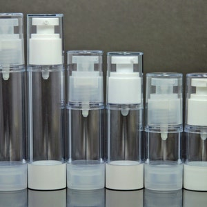 Free Shipping - Empty Airless Pump bottles Vacuum Clear White Transulcent 15/30/50ml