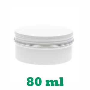 Free shipping - Empty WHITE Tin Cosmetic Pots Jar Containers Aluminium 80ml 2.7oz