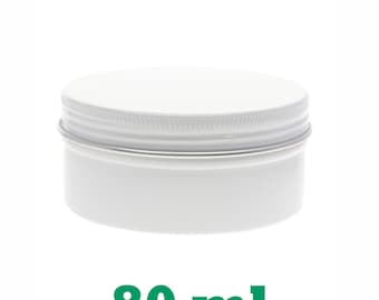 Free shipping - Empty WHITE Tin Cosmetic Pots Jar Containers Aluminium 80ml 2.7oz