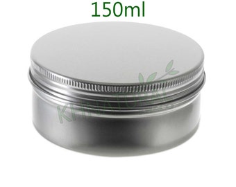 Empty Cosmetic Pots Jar Containers Tin Aluminium Silver 150ml