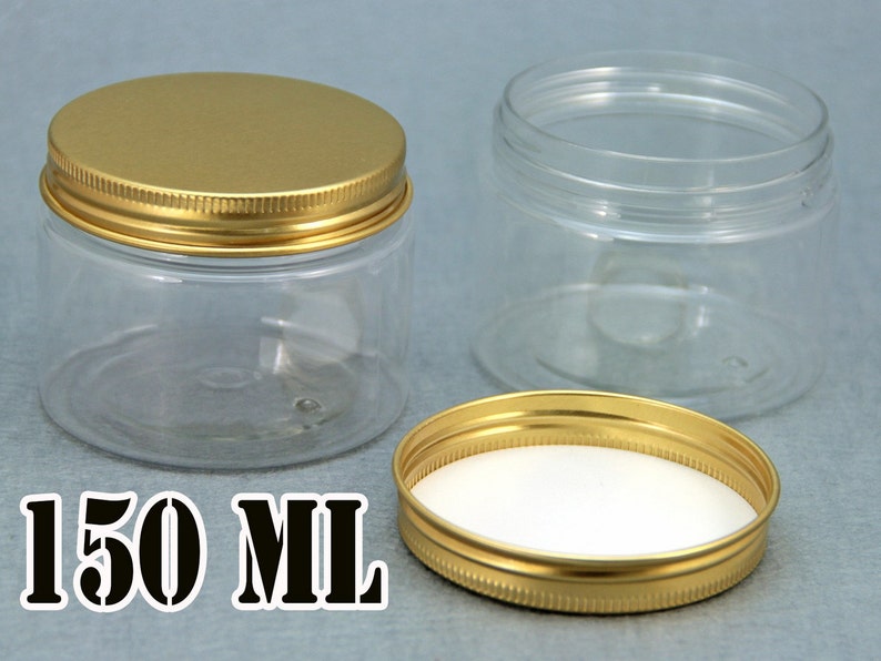 Free Shipping 6x Empty PET Jars With Gold Color Metal Lids Etsy