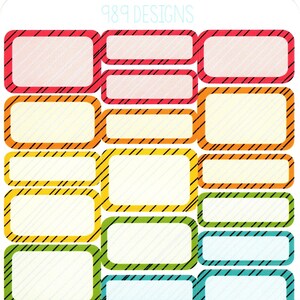 Doodle Diagonals Rainbow Mixed Boxes (black Lines) - Planner Stickers ...