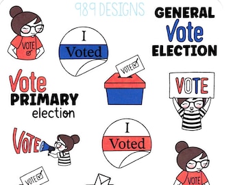 Lu Votes - Planner Stickers - Voting Stickers - Election Stickers - Election - Vote -  Planner Girl