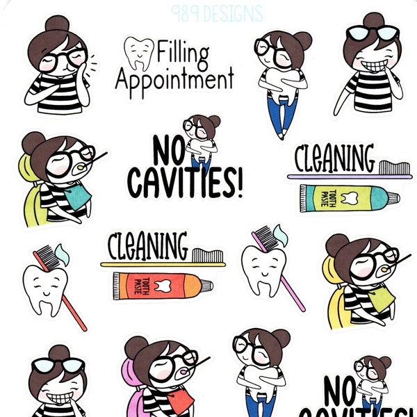 Lu Goes to the Dentist - Planner Stickers - Dental Planner Stickers - Health Stickers - Dentist - Planner Girl