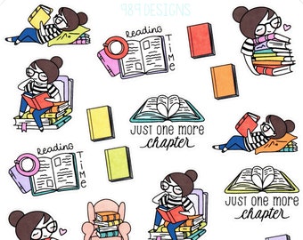 Just One More Chapter Stickers Bookworm Planner Stickers Reading ...