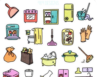 Chore Icons - Planner Stickers- Household Planner Stickers - Chore Planner Stickers - Chores - Cleaning - Icons
