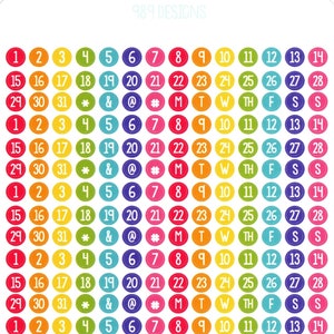 Mini Number Circles (1-31) || Planner Stickers