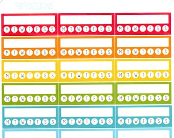 Habit Trackers in Rainbow Colors - Planner Stickers - Box Stickers - Habit Trackers - Functional Stickers