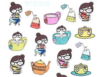 Tea Time with Lu - Planner Stickers - Tea Themed Planner Stickers - Tea - Planner Girl