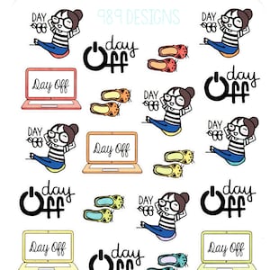 Lu&#39;s Day Off - Planner Stickers - Professional Stickers  - Work Stickers - Day Off Stickers - Day Off - Relaxing - Planner Girl