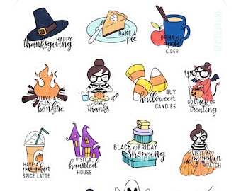 Lu's Fall Activities - Planner Stickers - Bucket List Stickers - Holiday Stickers - Thanksgiving - Halloween - Fall - Planner Girl