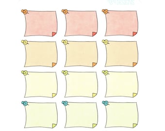Pinned Notes - Planner Stickers - Functional Planner Stickers - Push Pins - Notes