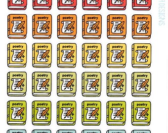 Poetry Genre Stickers - Planner Stickers - Genre Stickers - Book Icons - Book Journal Sticker - Book Planner Sticker - Reading Sticker