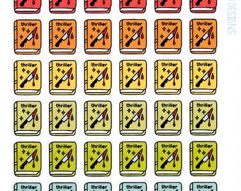 Thriller Genre Stickers - Planner Stickers - Genre Stickers - Book Icons - Book Journal Stickers - Book Planner Stickers - Reading Stickers