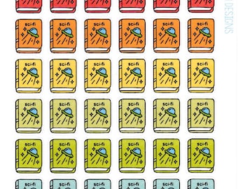 Sci-Fi Genre Stickers - Planner Stickers - Genre Stickers - Book Icons - Book Journal Stickers - Book Planner Stickers - Reading Stickers