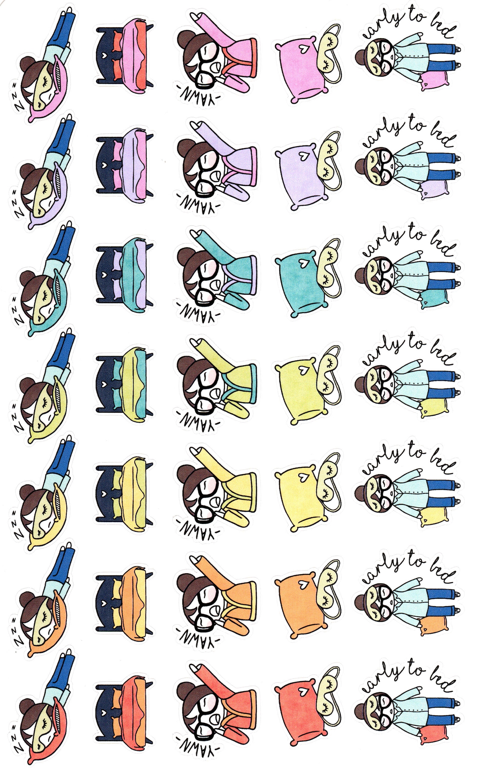 Sleep Mode Sticker Lu Goes to Sleep - Planner Stickers - Bedtime Stickers - Nap Stickers ...