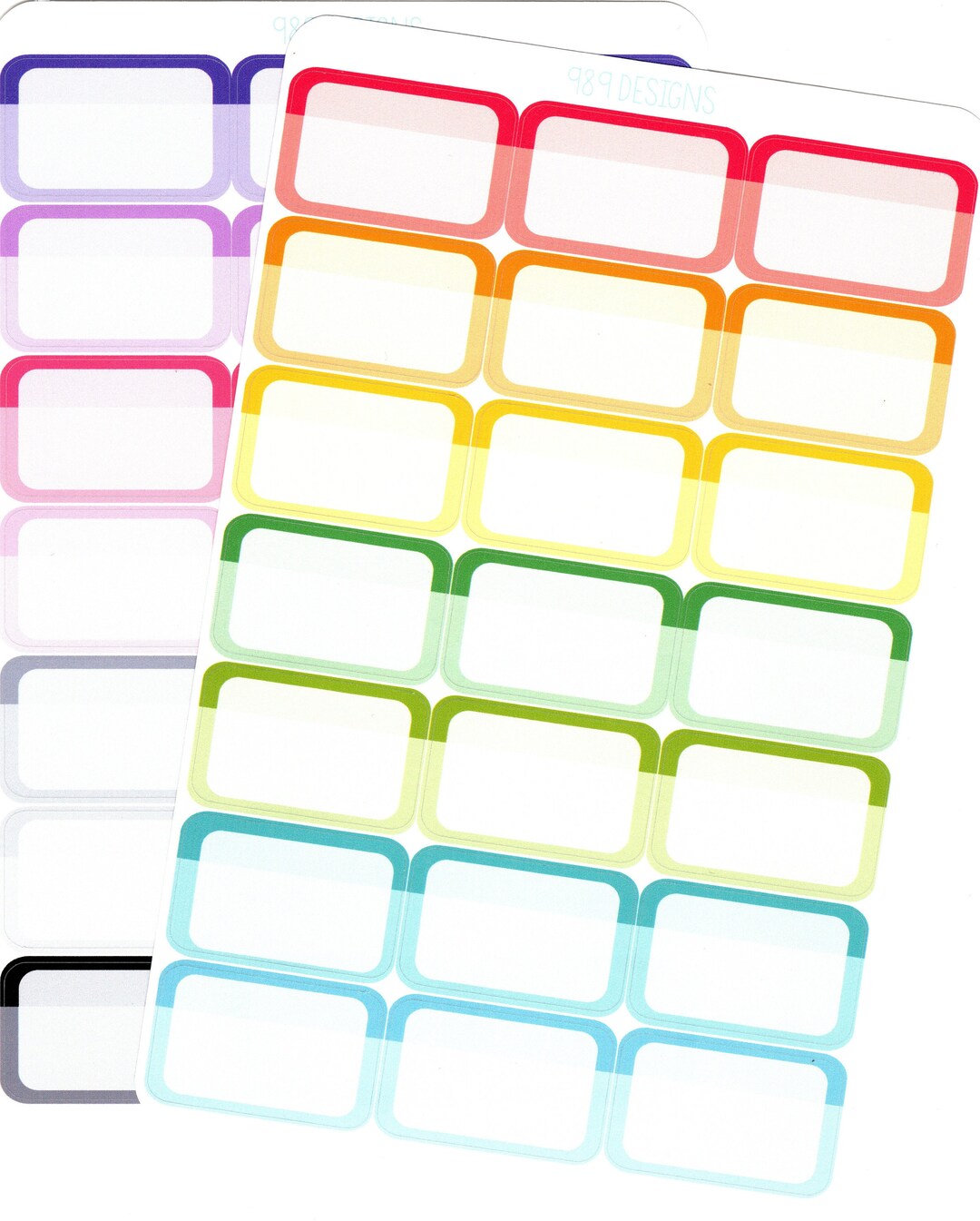 Two Toned Rainbow Half Boxes - Planner Stickers - Rainbow Sticker Boxes ...