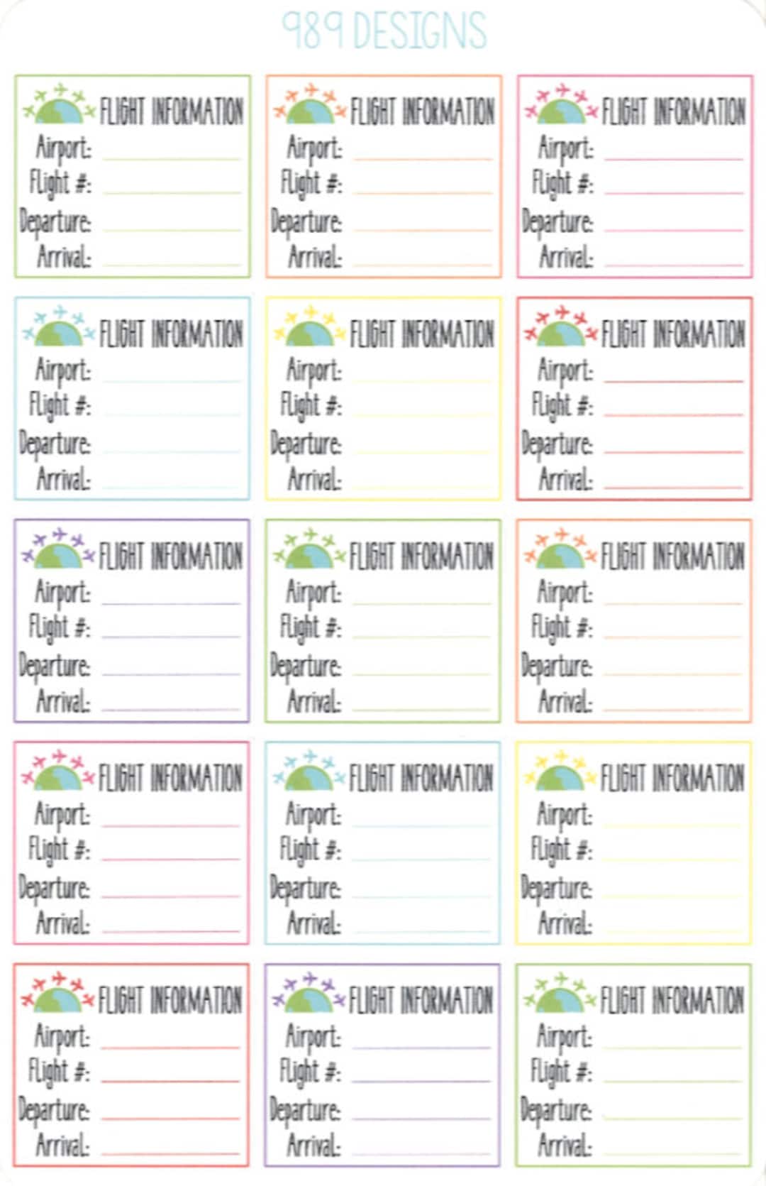Flight Information || Planner Stickers - Etsy