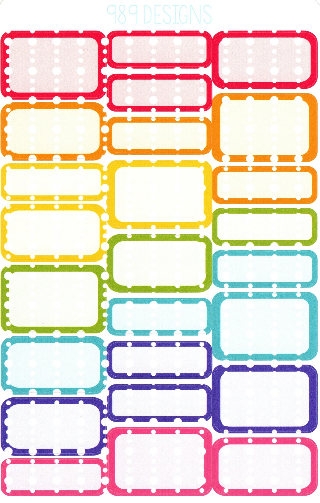 Dots & Stripes Rainbow Mixed Boxes Planner Stickers - Rainbow Sticker ...