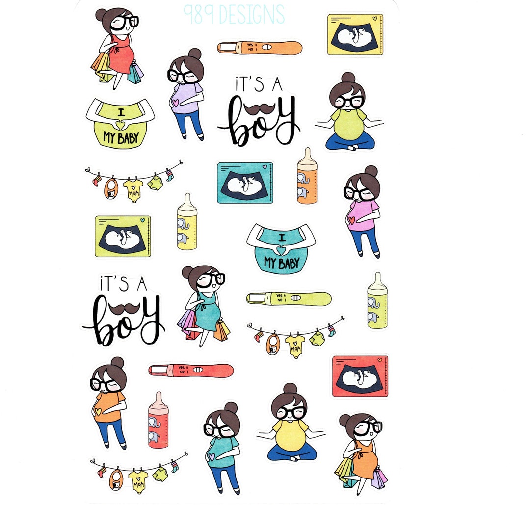 Lu's Having a Baby Boy - Planner Stickers - Pregnancy Stickers - Baby ...
