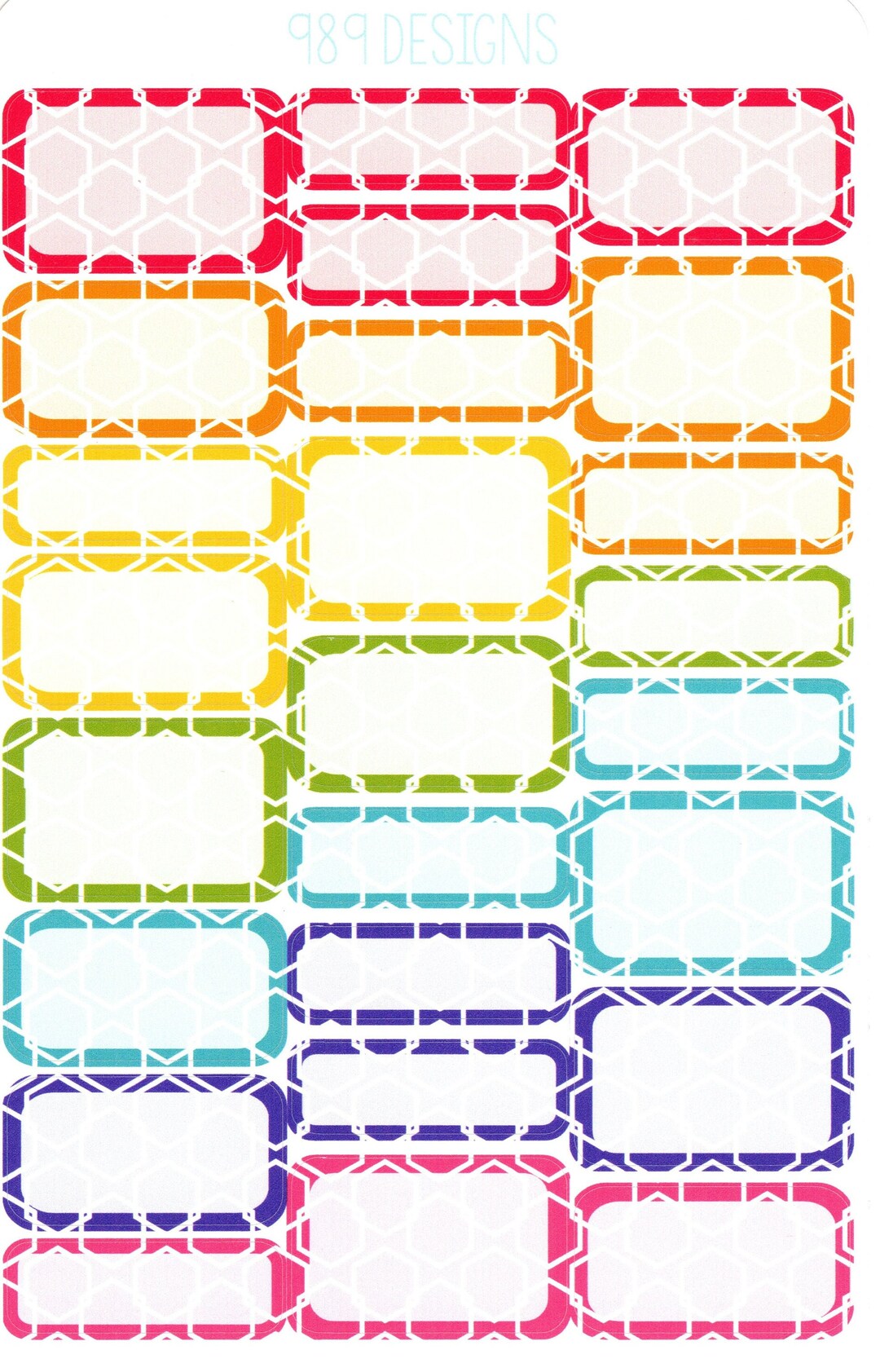 Hexagon Rainbow Mixed Boxes - Planner Stickers - Rainbow Sticker Boxes ...