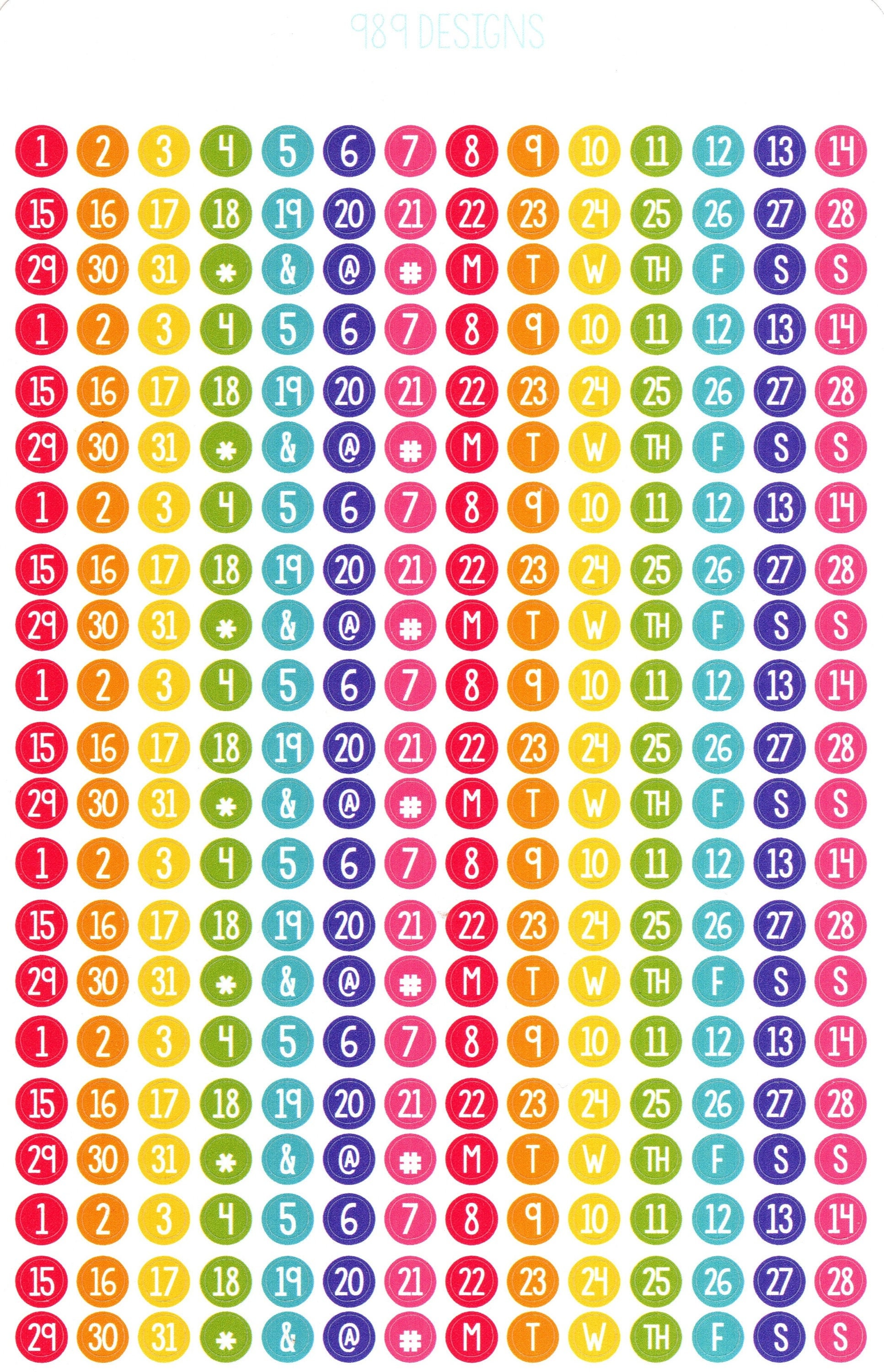 Mini cercles numériques (1-31) || Stickers agenda