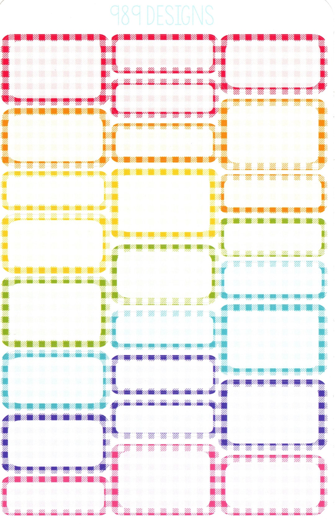 Gingham Rainbow Mixed Boxes - Planner Stickers - Rainbow Sticker Boxes ...