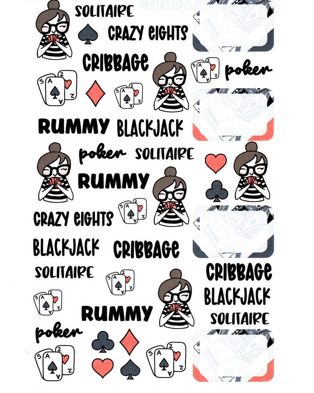 Lu Plays... Card Games! - Planner Sticker - Card Game Stickers ...
