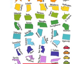 DENIED - Mess Ups - Imperfect Stickers - All 50 States with State Names - Planner Stickers - USA Stickers - State Stickers - Icons