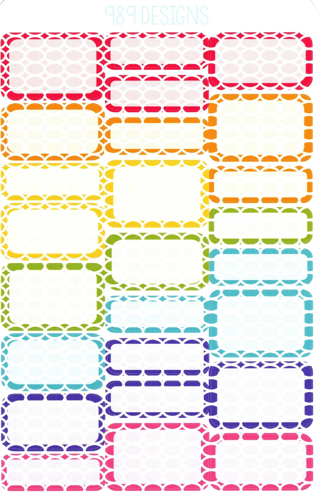 Ovals Rainbow Mixed Boxes- Planner Stickers - Rainbow Sticker Boxes ...