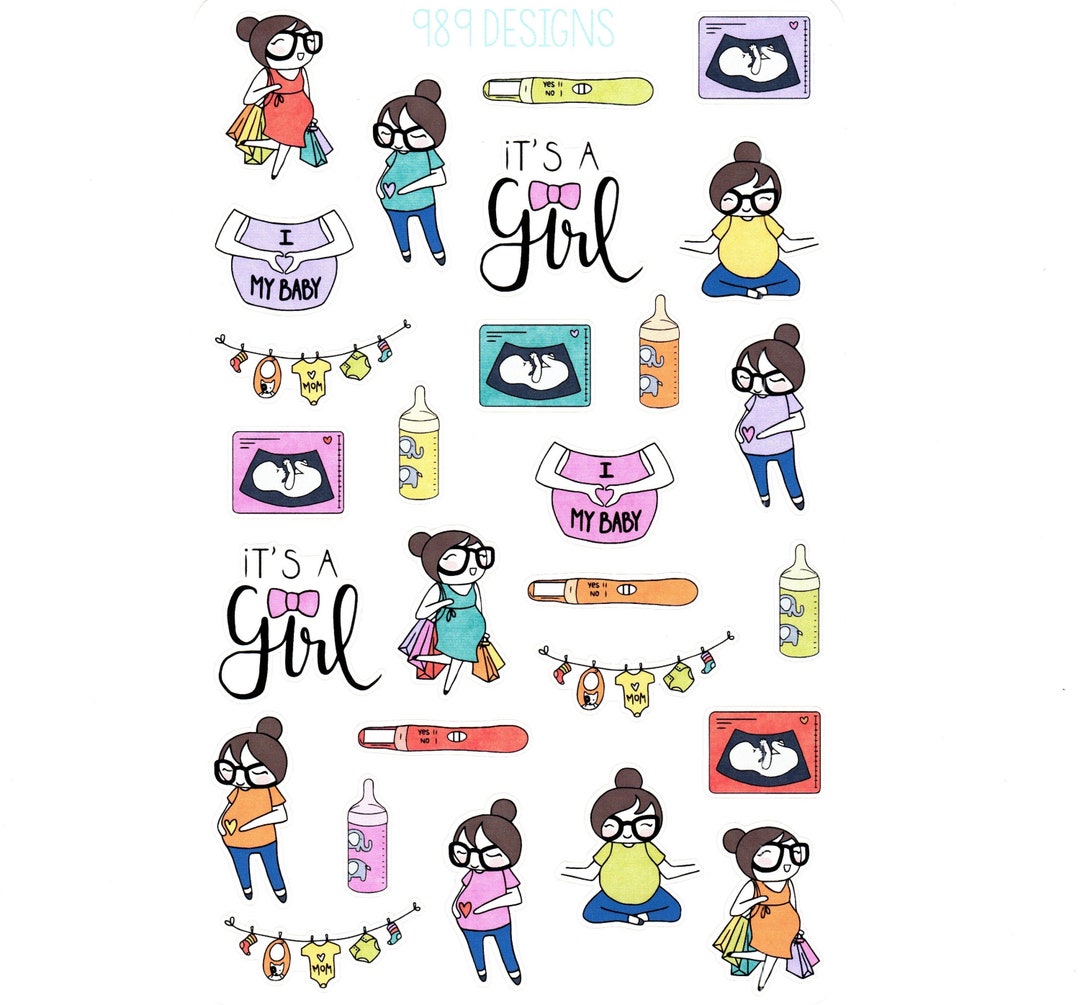 Lu's Having a Baby Girl - Planner Stickers - Pregnancy Stickers - Baby ...