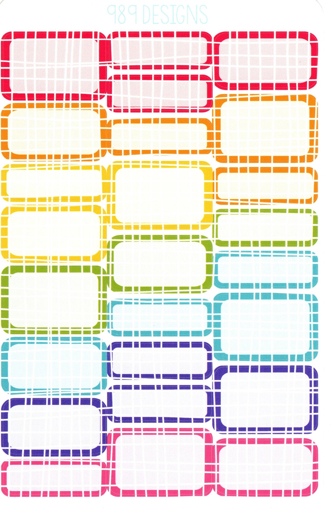 Doodle Lines Rainbow Mixed Boxes Planner Stickers - Rainbow Sticker ...