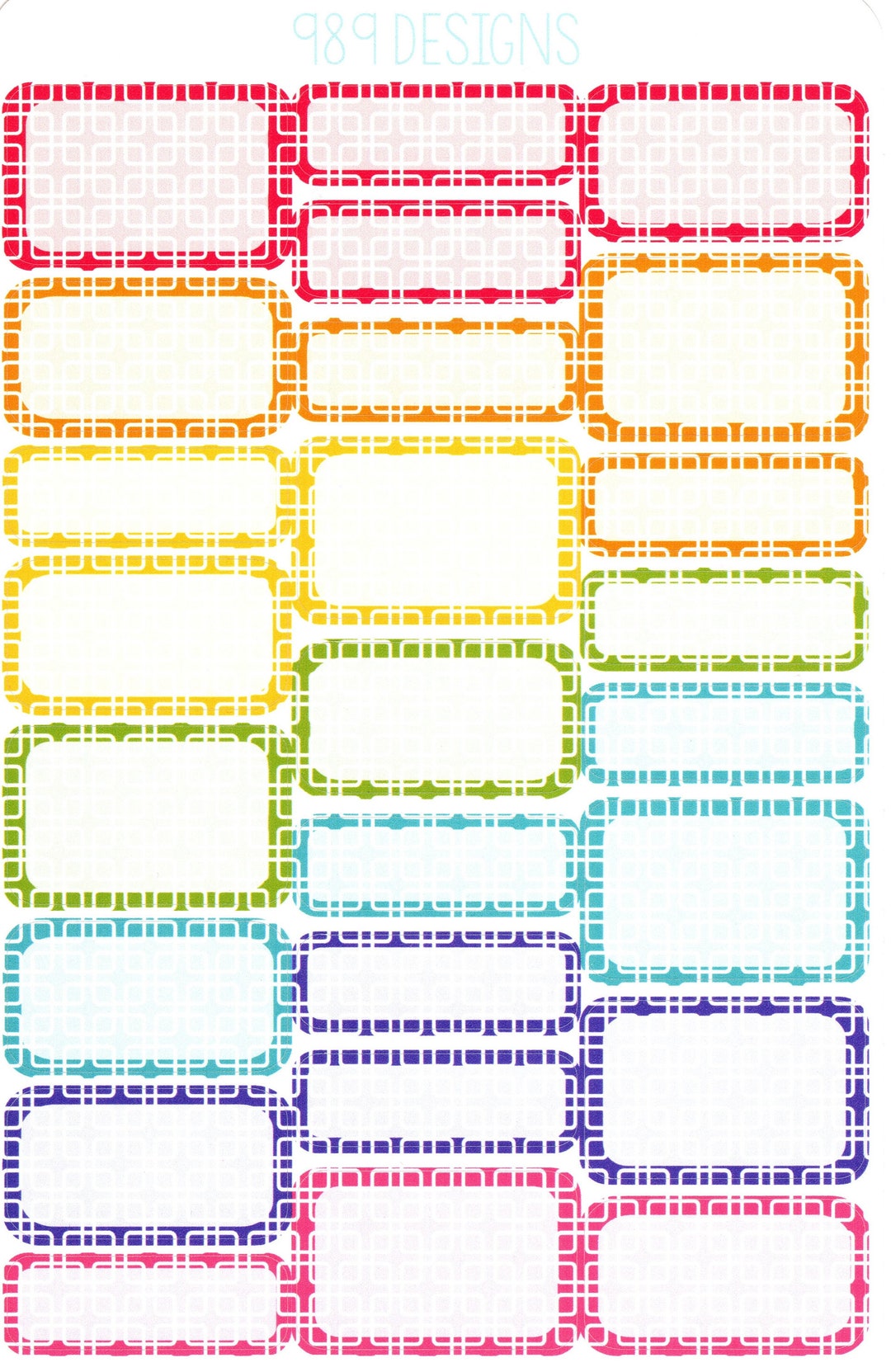 Four Square Rainbow Mixed Boxes - Planner Stickers - Rainbow Sticker ...