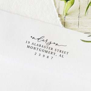 Modern Return Address Stamp. Wedding Address Stamp. Custom Self Inking Rubber Stamp. image 1
