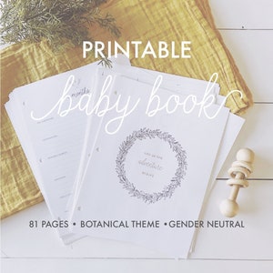 Baby Book Template Printable. Custom Baby Book Shower Gift. Baby Book Pages. Gender Neutral Modern Baby Book.