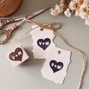 Custom Heart Stamp with Couples Initials.