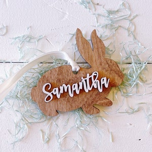 Wooden Personalized Easter Basket Tags. Custom Easter Basket Gift.  Custom Easter Name Tags. Easter Gift. Bunny Tags. Easter name tags