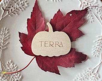 Pumpkin Name Tags. Custom Wooden Table Scape Name Tags. Pumpkin Shape Tags. Thanksgiving Name Tags. Name Tags for Dinner Party.