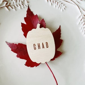 Pumpkin Name Tags. Custom Wooden Table Scape Name Tags. Pumpkin Shape Tags. Thanksgiving Name Tags. Name Tags for Dinner Party.