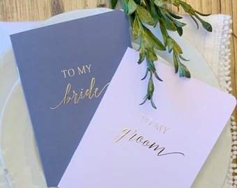 FOILED Bride and Groom Wedding vows Books. Set of two. Wedding vows booklets. Wedding vow gift