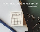 Monthly Habit Tracker Stamp. Bullet Journal Stamp. Monthly Calendar Stamp. Planner Calendar Stamp. Bujo Stamp. Habit Tracker. Goal Stamp