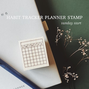 Bullet Journal Stamp. Monthly Habit Goal Stamp. Rubber Stamp calendar. Bujo Stamp. Daily Planner Stamp. Planner stamps wood. Gifts for Her.