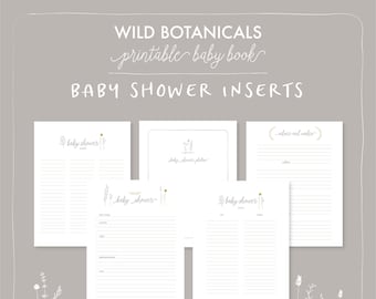 Baby Book Printable Template Baby Shower Guest Sign in, Wishes and Advice Card Baby Book pages. Baby Shower Gift list Printable