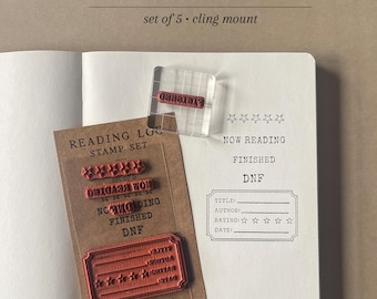 Reading Journal Stamp Set. Book Tracker Stamp. Book Review Stamp for Reading Log. BookTok Gift