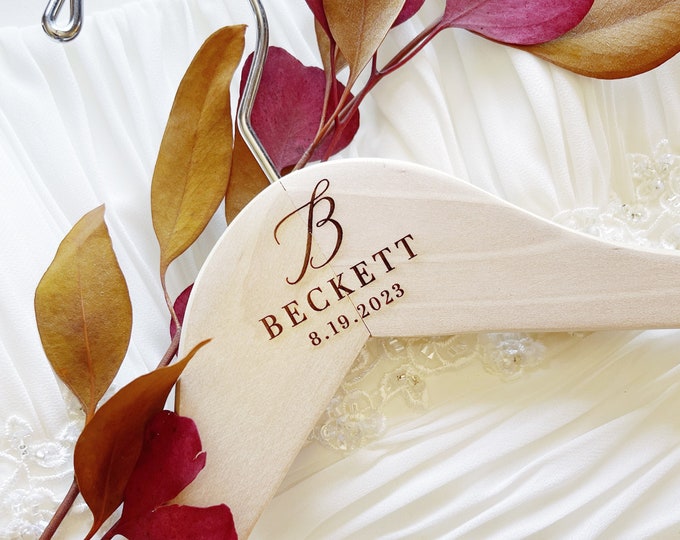 Personalized wedding hanger custom bridal hanger bride hanger with rose