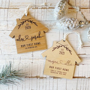 BEST SELLER! ENGRAVED Our First Christmas Our New Home Wooden Personalized Ornament. Realtor Client Gift. Gifts for her.