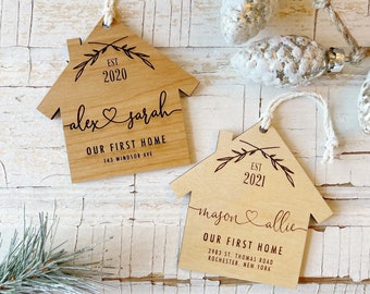 BEST SELLER! ENGRAVED Our First Christmas Our New Home Wooden Personalized Ornament. Realtor Client Gift. Gifts for her.