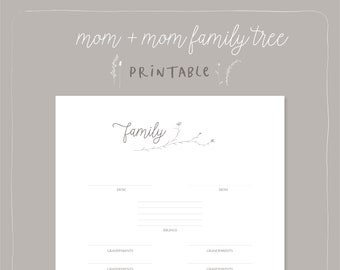Same Sex Family Tree Baby Book Page Printable Template. Baby Book Family Tree Two Moms. Nowoczesne strony Baby Book Family Tree Printable