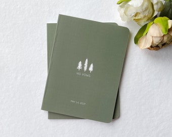 Rustic Wedding Vow Book Set. Set of 2 Custom Mountain Forest Vow Books for Wedding Vows.