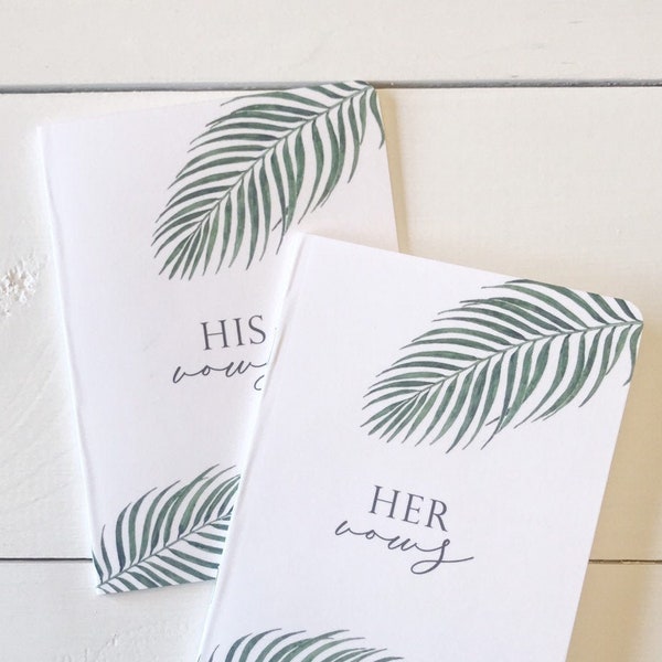 Tropical Wedding Vow Book Set. Palm Leaves Vow Book. Set of 2. Custom Wedding Vow books